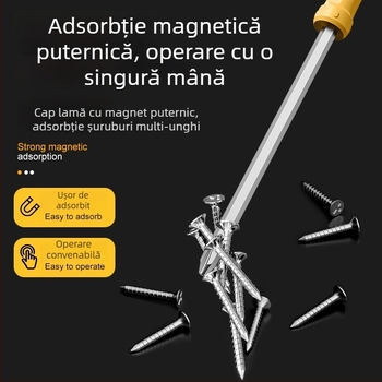 Set de șurubelnițe din oțel S2, izolat, magnetic, cu lungime extinsă, cu cap plat și cap cruciș