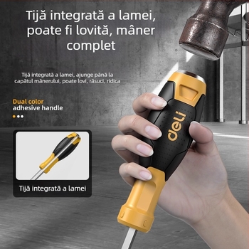 Set de șurubelnițe din oțel S2, izolat, magnetic, cu lungime extinsă, cu cap plat și cap cruciș
