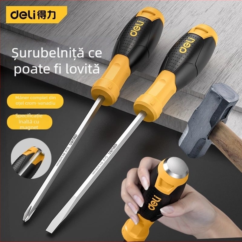 Set de șurubelnițe din oțel S2, izolat, magnetic, cu lungime extinsă, cu cap plat și cap cruciș