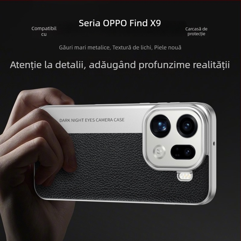 Husa Oppo Find X9 Pro cu textură de piele lychee și protecție X300