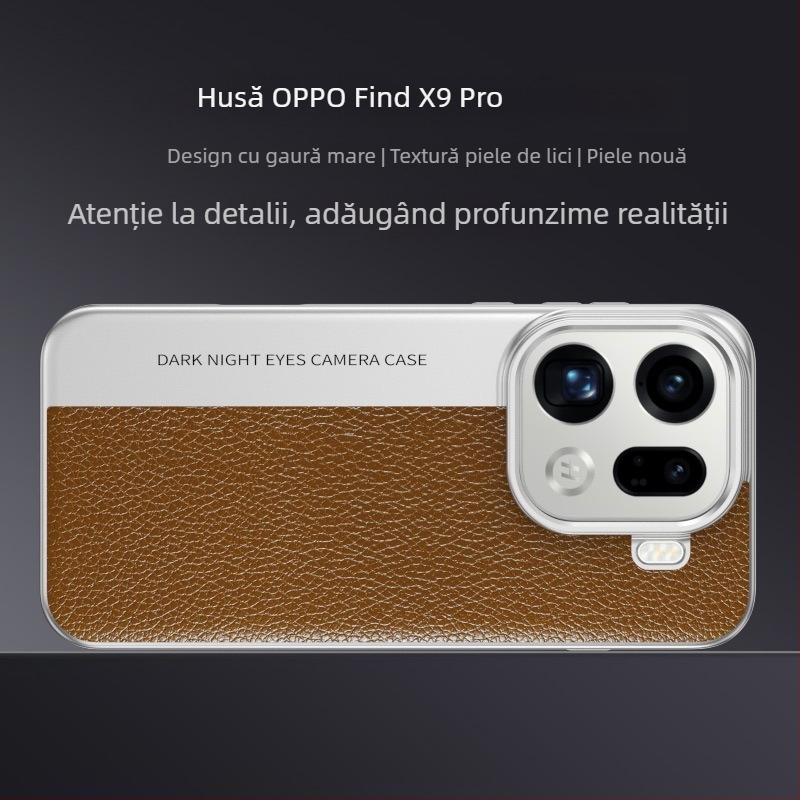 Husa Oppo Find X9 Pro cu textură de piele lychee și protecție X300