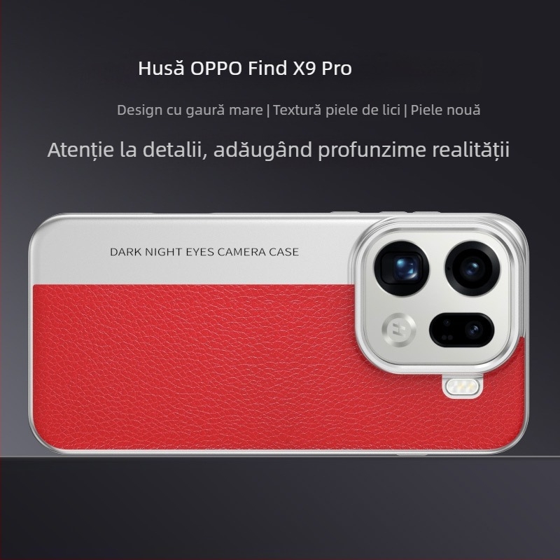 Husa Oppo Find X9 Pro cu textură de piele lychee și protecție X300