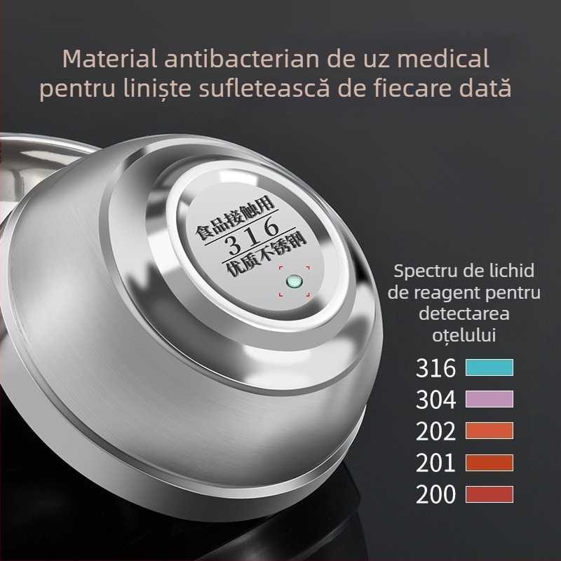 Castron din oțel inoxidabil 304, calitate alimentară, izolație dublă, rezistent la cădere, pentru uz casnic, adulți și copii, bol gravat
