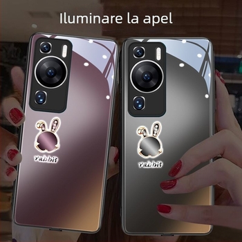 Husă de telefon cu iepuraș în nuanță prune, compatibilă cu Oppo Reno13, Reno12 cu iluminare, Reno11 și Reno14 Pro