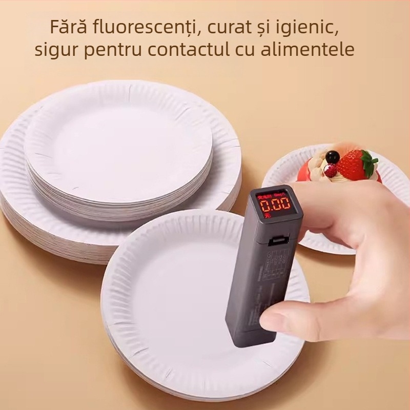 Farfurii de unică folosință pentru cină, farfurii albe din hârtie groase, pentru petreceri de ziua de naștere, tort, mâncare și gustări, picnic