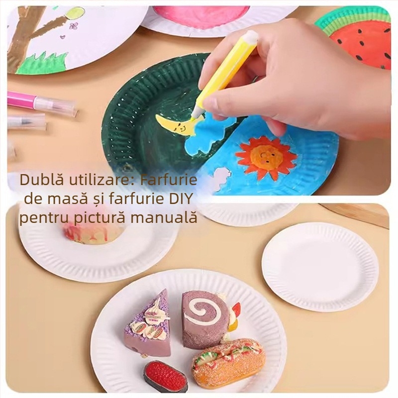 Farfurii de unică folosință pentru cină, farfurii albe din hârtie groase, pentru petreceri de ziua de naștere, tort, mâncare și gustări, picnic