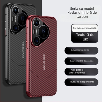 Husă pentru Huawei P70 Pro, cu model din fibră de carbon și piele PU, protecție completă Pura 70 Pro+
