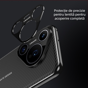 Husă pentru Huawei P70 Pro, cu model din fibră de carbon și piele PU, protecție completă Pura 70 Pro+