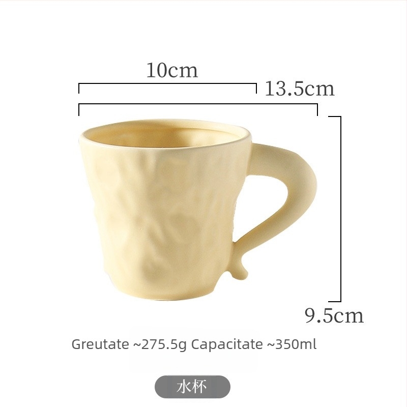Wow cană ceramică personalizată în stil Ins, culoare crem-galbenă, set minimalist de veselă din ceramică: cană, farfurie, bol