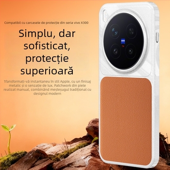 Husă TPU pentru Vivo X300Pro cu textură de piele, protecție anti-cădere, stil minimalist business, unisex
