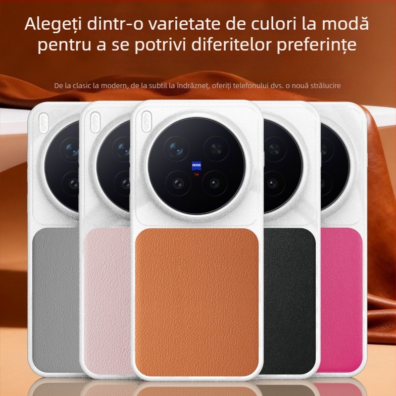 Husă TPU pentru Vivo X300Pro cu textură de piele, protecție anti-cădere, stil minimalist business, unisex