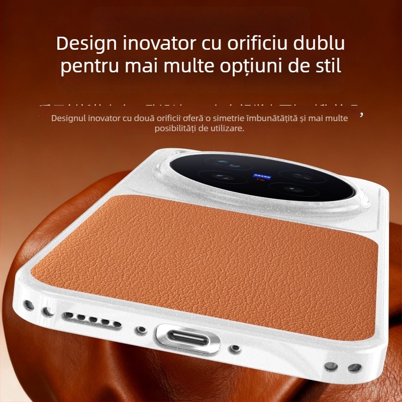 Husă TPU pentru Vivo X300Pro cu textură de piele, protecție anti-cădere, stil minimalist business, unisex