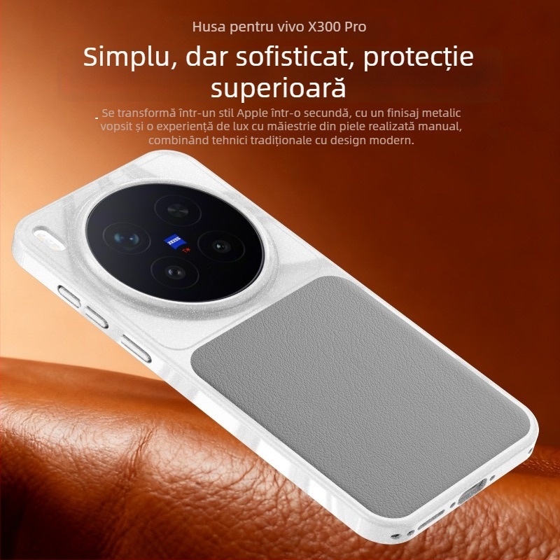 Husă TPU pentru Vivo X300Pro cu textură de piele, protecție anti-cădere, stil minimalist business, unisex