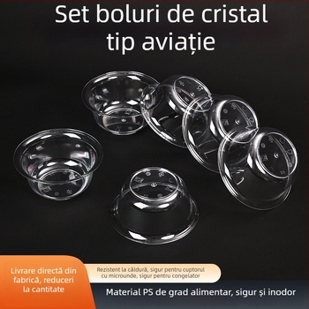 Vas de unică folosință din plastic transparent cu lingură, de calitate alimentară, 300 ml, rotund, pentru uz comercial sau casnic