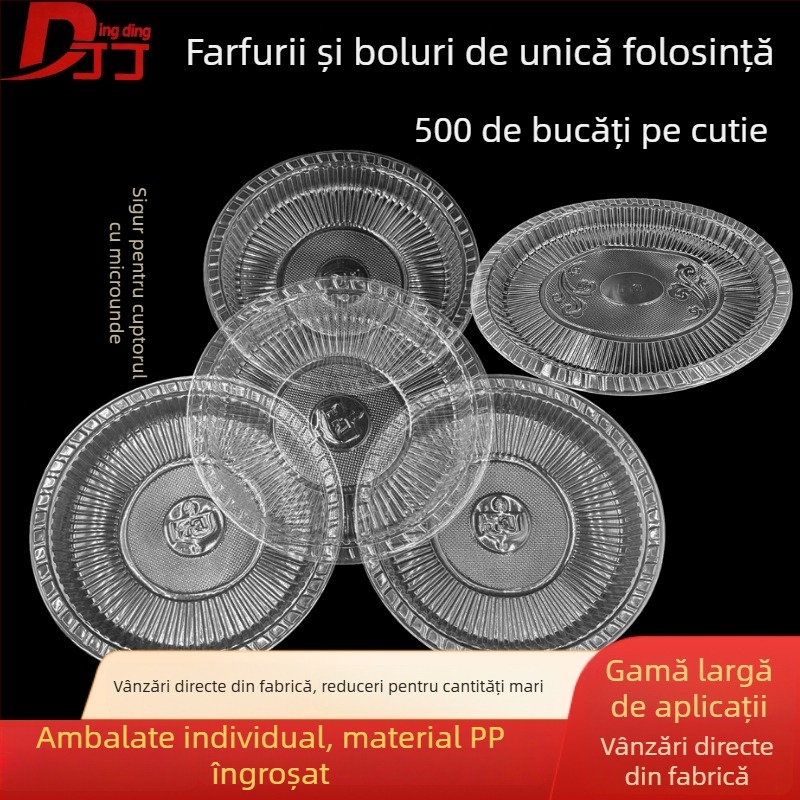 Farfurii roșii, circulare, de unică folosință, pentru nunți, banchete, petreceri, picnicuri și uz casnic