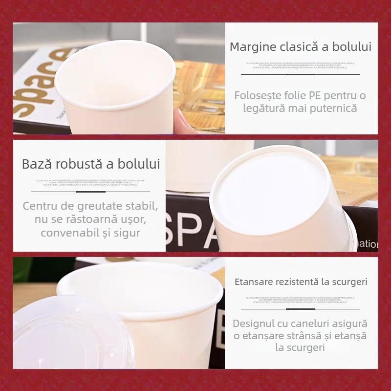 Boluri de unică folosință, boluri pentru orez și set cu tacâmuri pentru uz casnic – boluri mai groase pentru ambalare, caserole pentru tăiței instant
