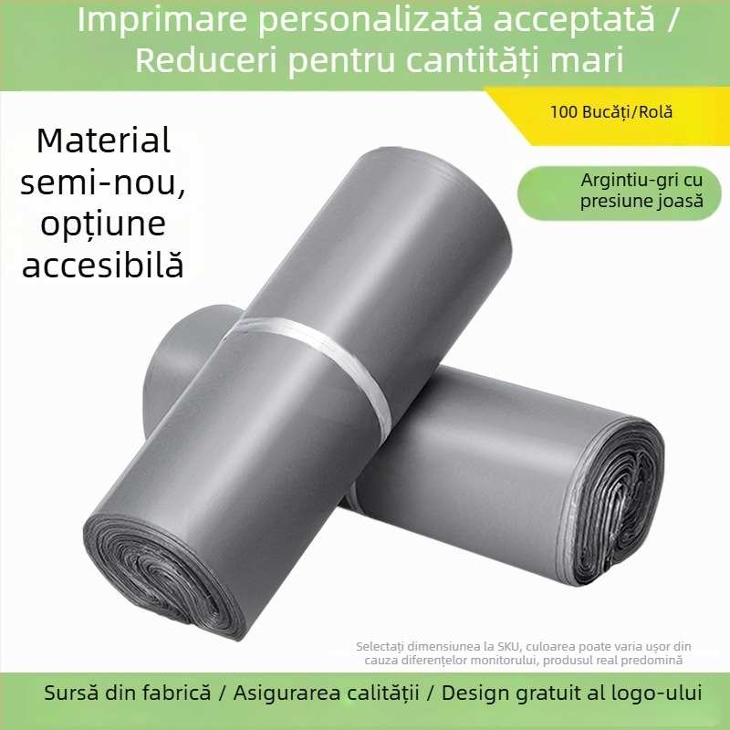 Pungă de curierat argintiu-gri, impermeabilă, anti-vandalism, ambalaj logistic pentru comerțul electronic, îngroșată