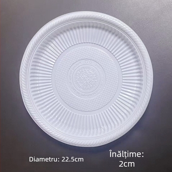 Farfurii de plastic albe, groase, rezistente la temperaturi înalte, rotunde, pentru uz casnic și grătar