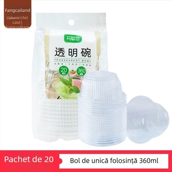 Bol circular, de unică folosință, transparent, pentru picnic în aer liber, pentru take-away și uz casnic