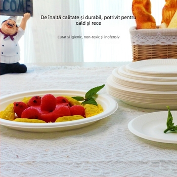 Farfurii de hârtie de unică folosință, de calitate alimentară, pentru catering și activități de desen la grădiniță, farfurii rotunde biodegradabile