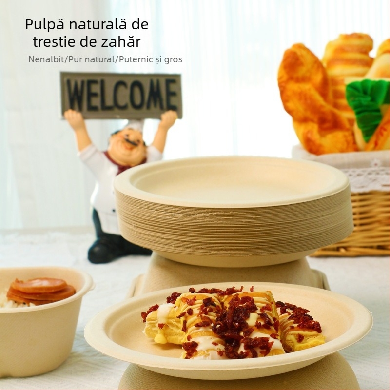 Farfurii de hârtie de unică folosință, de calitate alimentară, pentru catering și activități de desen la grădiniță, farfurii rotunde biodegradabile