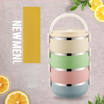 Cutie pentru prânz din oțel inoxidabil, izolație, cu patru compartimente, multistrat, etanșă, portabil