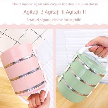 Cutie pentru prânz din oțel inoxidabil, izolație, cu patru compartimente, multistrat, etanșă, portabil