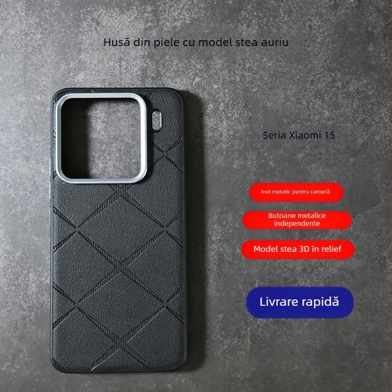 Carcasa Xiaomi 15 Pro – 2 în 1, antișoc, din piele sintetică, design minimalist de afaceri, protecție completă