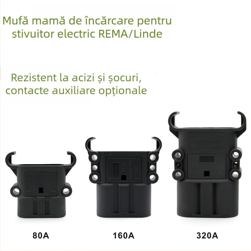 Conector de încărcare REMA DIN pentru baterie de stivă electrică, cuplă bărbat și femeie, compatibil Linde, 80 A/160 A/320 A, 150 V