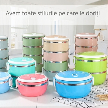 Cutie de prânz izolată, sigilată, cu compartimente din oțel inoxidabil, în configurații cu două, trei sau patru niveluri