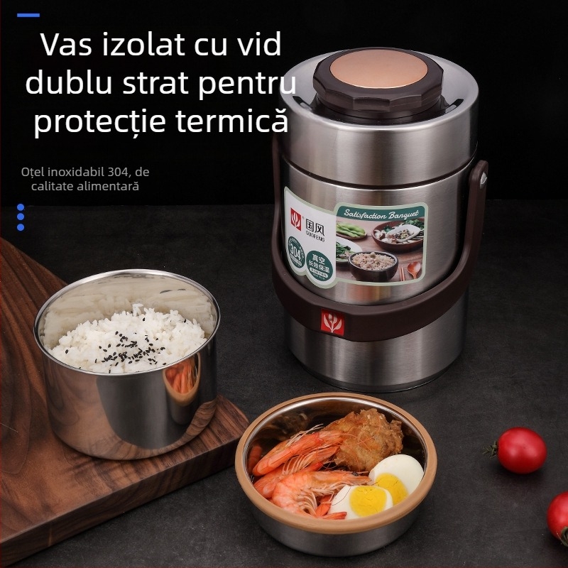 Guofeng GF-0569 Cutie de prânz termică, sigilare în vid, cu mai multe straturi, capacitate mare, oțel inoxidabil