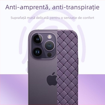 Husă pentru iPhone cu textură BV țesută, din piele artificială, ultra-subțire, moale, pentru iPhone 11–14 Pro și Pro Max