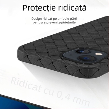Husă pentru iPhone cu textură BV țesută, din piele artificială, ultra-subțire, moale, pentru iPhone 11–14 Pro și Pro Max
