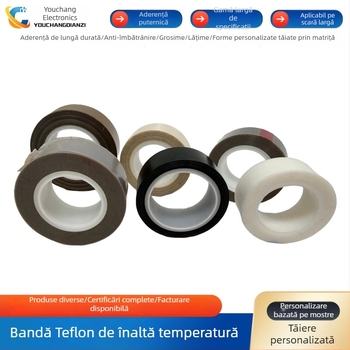 Bandă PTFE de înaltă temperatură cu adeziv siliconic, izolantă, ignifugă, rezistentă la apă