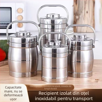 Recipient termic din oțel inoxidabil, izolație în vid, capac cu bol, cutie de prânz portabil, capacitate mare