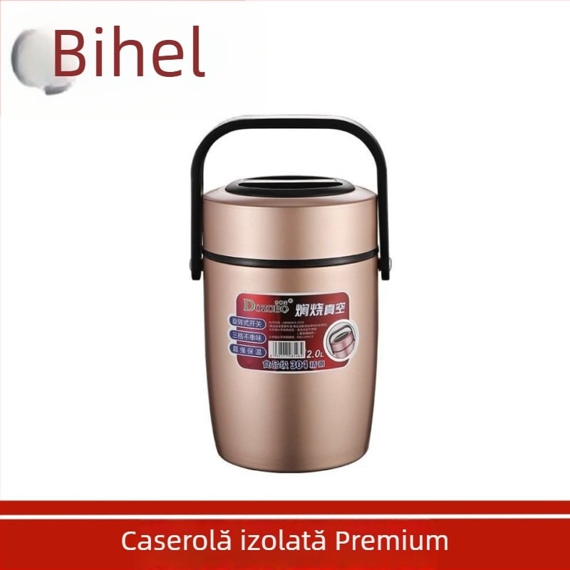 Cutie de prânz izolată din oțel inoxidabil cu vid, pentru toamnă și iarnă, izolație termică de 24 de ore, cu mai multe compartimente, capacitate mare pentru angajații de birou.