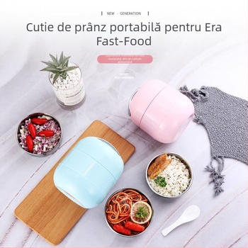 Cutie de prânz izolată din oțel inoxidabil 304, portabilă pentru birou, design cu mai multe compartimente și capacitate mare (1.0–1.8 L)