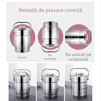 Cutie pentru prânz din oțel inoxidabil, izolație în vid, cu mai multe straturi, capacitate mare, recipient portabil pentru birou