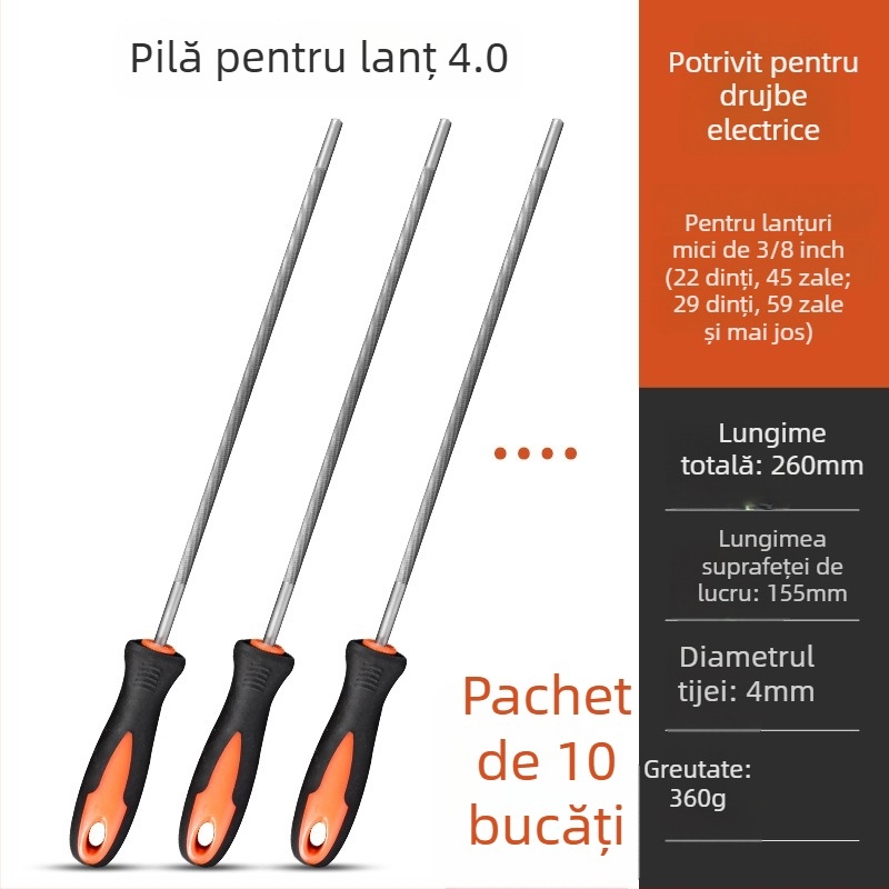 Fișier pentru lanțul de drujbă și fișier rotund pentru lanț, pentru drujbă pe benzină sau electrică, dimensiuni 4,8 mm și 5,5 mm