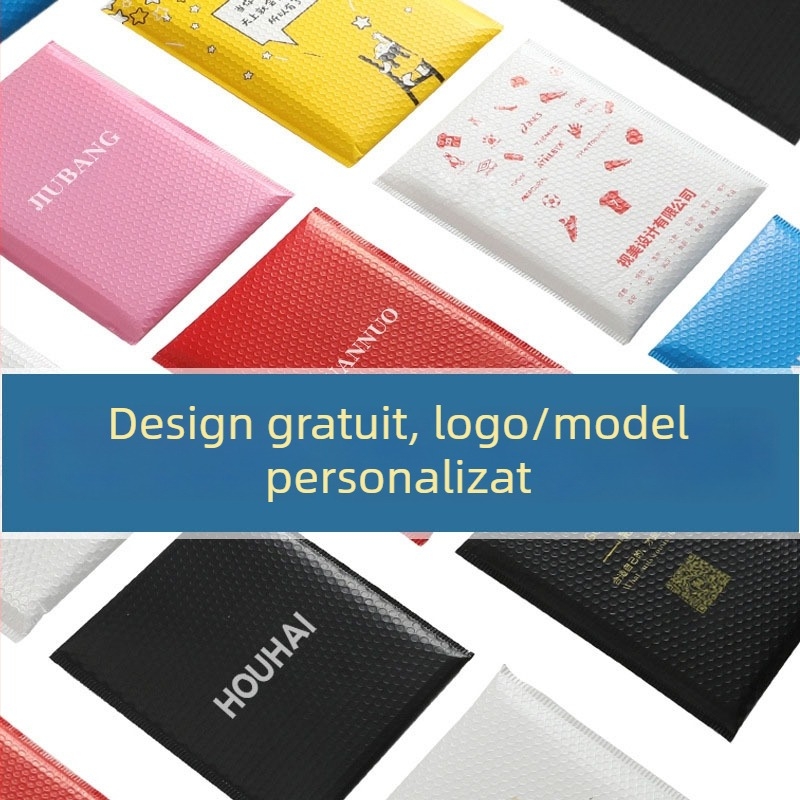 Pungi groase cu bule colorate, roz, autoadezive, folie mată extrudată, pungi antișoc pentru haine