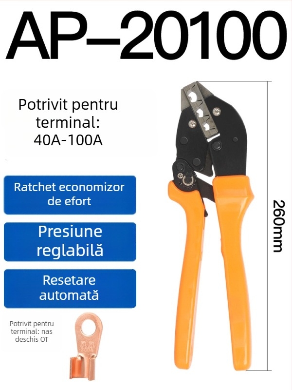 OT-70/80 Nas deschis, terminal din cupru pentru cablu, 3–100A, ambalat într-o cutie, finisaj auriu