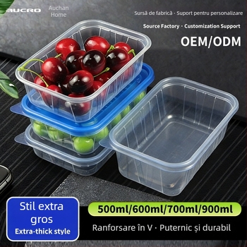 Cutie de prânz de unică folosință, recipient transparent pentru livrare, cu nervuri întărite pentru conservarea fructelor