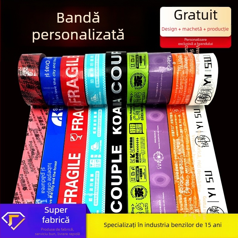 Bandă de ambalare transparentă cu logo personalizat, imprimare în culoare și cod QR