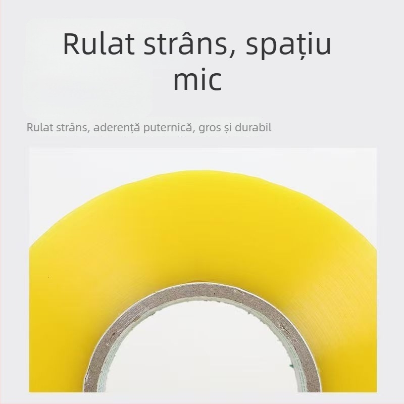 Bandă de ambalare, rolă mare, bej transparent, adeziv puternic, pentru sigilarea cutiilor, lățime 4,35 cm