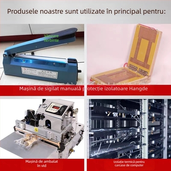 Bandă neagră anti-static, cu finisaj mat, rezistentă la temperaturi înalte, ignifugă și izolație termică pentru sigilarea vidului în mașinile de ambalare