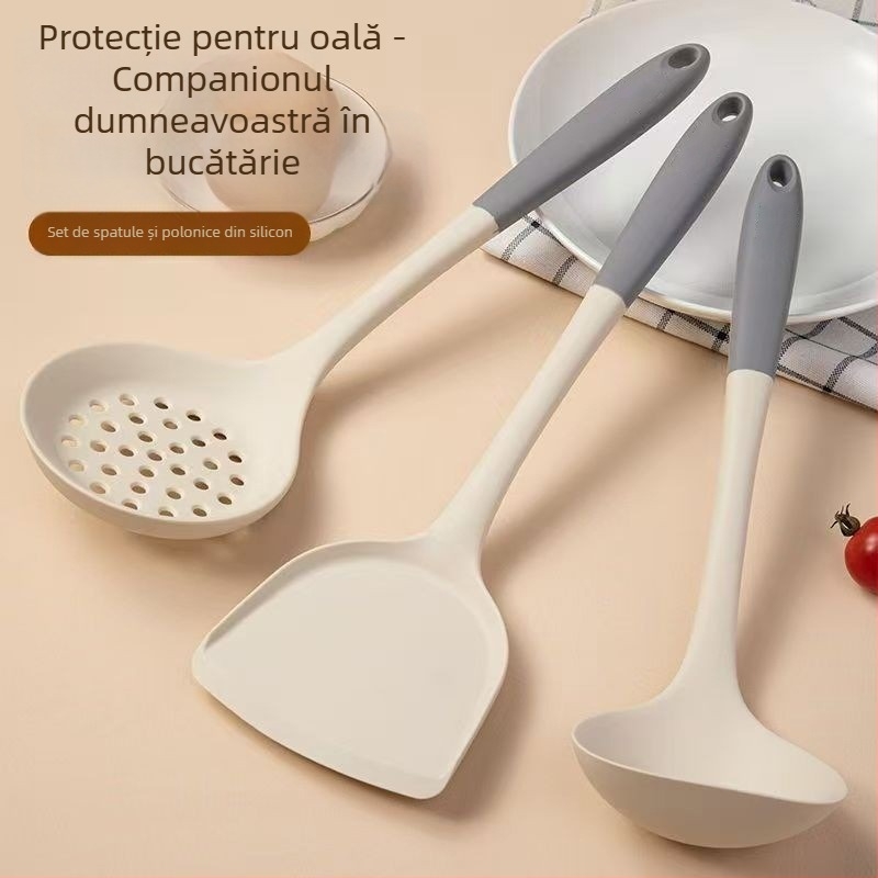 Set de spatule și linguri din silicon, de calitate alimentară, rezistent la temperaturi înalte, antiaderent, pentru bucătărie.