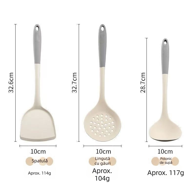 Set de spatule și linguri din silicon, de calitate alimentară, rezistent la temperaturi înalte, antiaderent, pentru bucătărie.