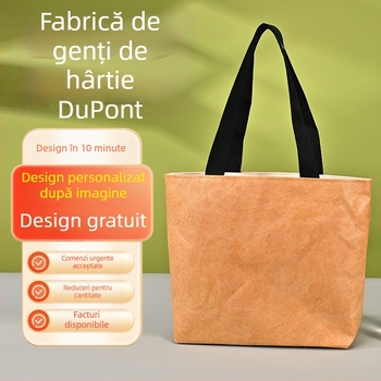 Geantă de mână din hârtie DuPont cu fermoar, design personalizat inspirat de călătorii, pungă cadou din hârtie Kraft DuPont