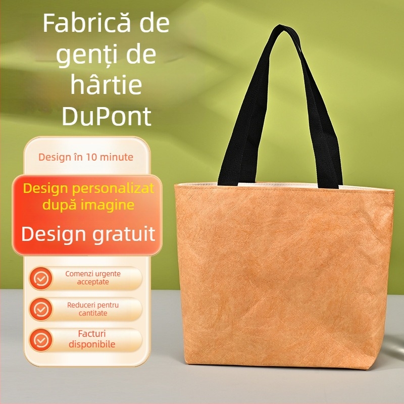 Geantă de mână din hârtie DuPont cu fermoar, design personalizat inspirat de călătorii, pungă cadou din hârtie Kraft DuPont