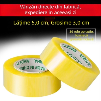 Bandă de ambalat transparentă, lățime 5 cm, grosime 3 cm, tambur mare pentru expediere